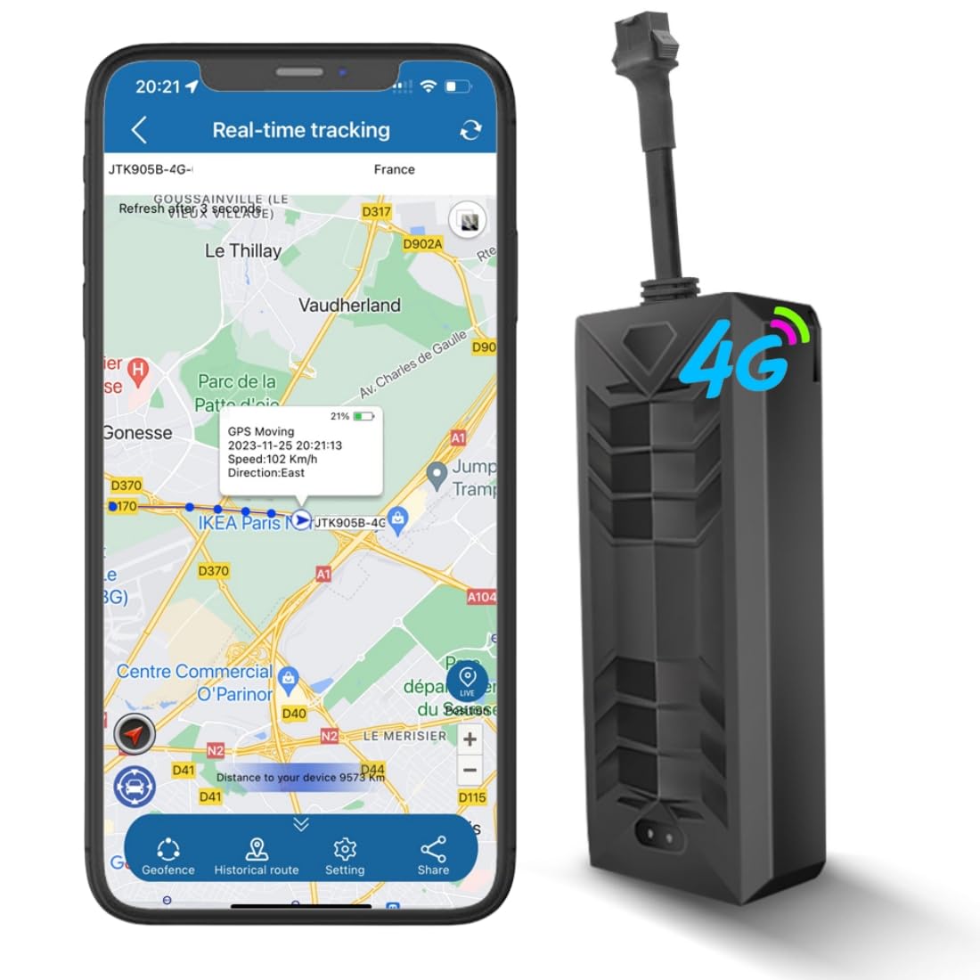 4G GPS Tracker per auto 4G TK806 Localizzatore GPS con APP senza Abbonamento Tracking in Tempo Reale con Olio Remoto ACC/Rimuovere Geo-fence Antifurto Allarme per Veicoli Auto Moto Camion Taxi