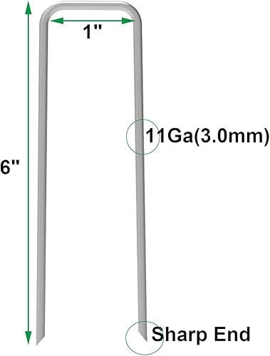 Miniatura 2 de AAGUT Juego de 100 estacas de jardín para estacas de jardín juego de 100 estacas galvanizadas de 6 pulgadas calibre 11 para cerca de perro tela de
