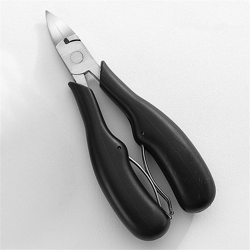 Professioneller konkaver Nagelknipser aus Edelstahl für dicke Nägel und eingewachsene Zehennägel. Scharfe, gebogene Klinge für einfaches Trimmen. D80, schwarz, 2 Stück