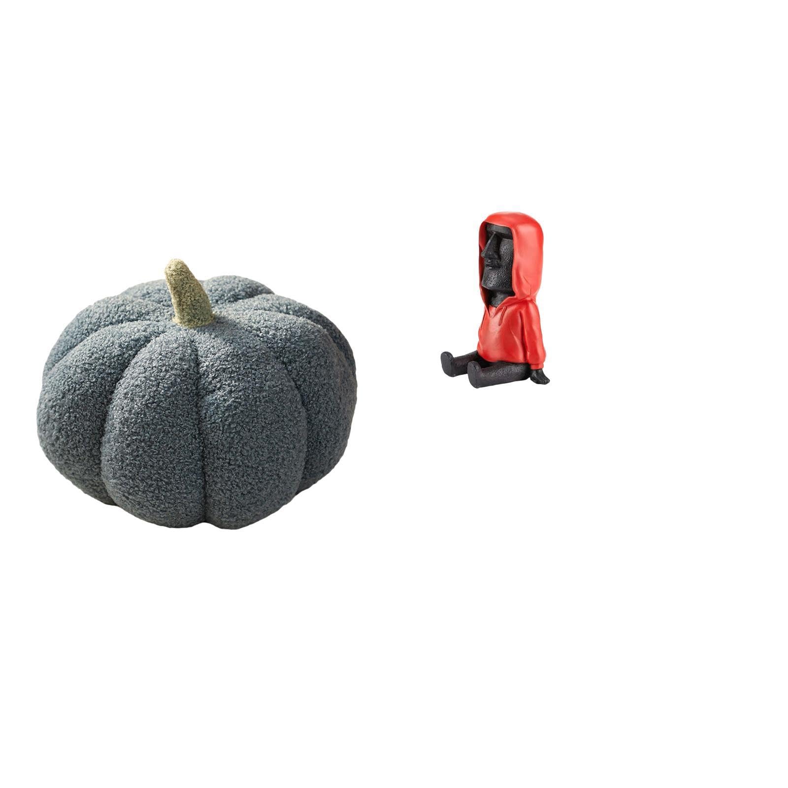 Halloweens Pumpkin Pillows Plush Sofa Cushion and Easter Island Head Statue Moai Sculpture Resin Decorative Bedroom Bookshelf Decor-image-19