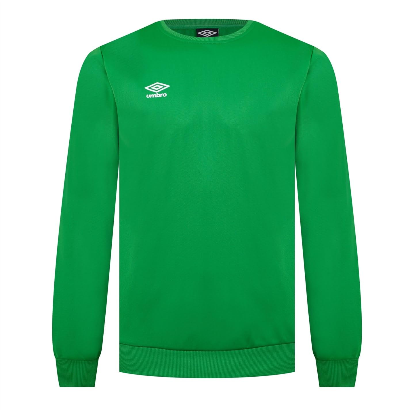 Umbro Men's French Terry Stacked Logo Crew Neck Long-Sleeved Sweatshirt Emerald L