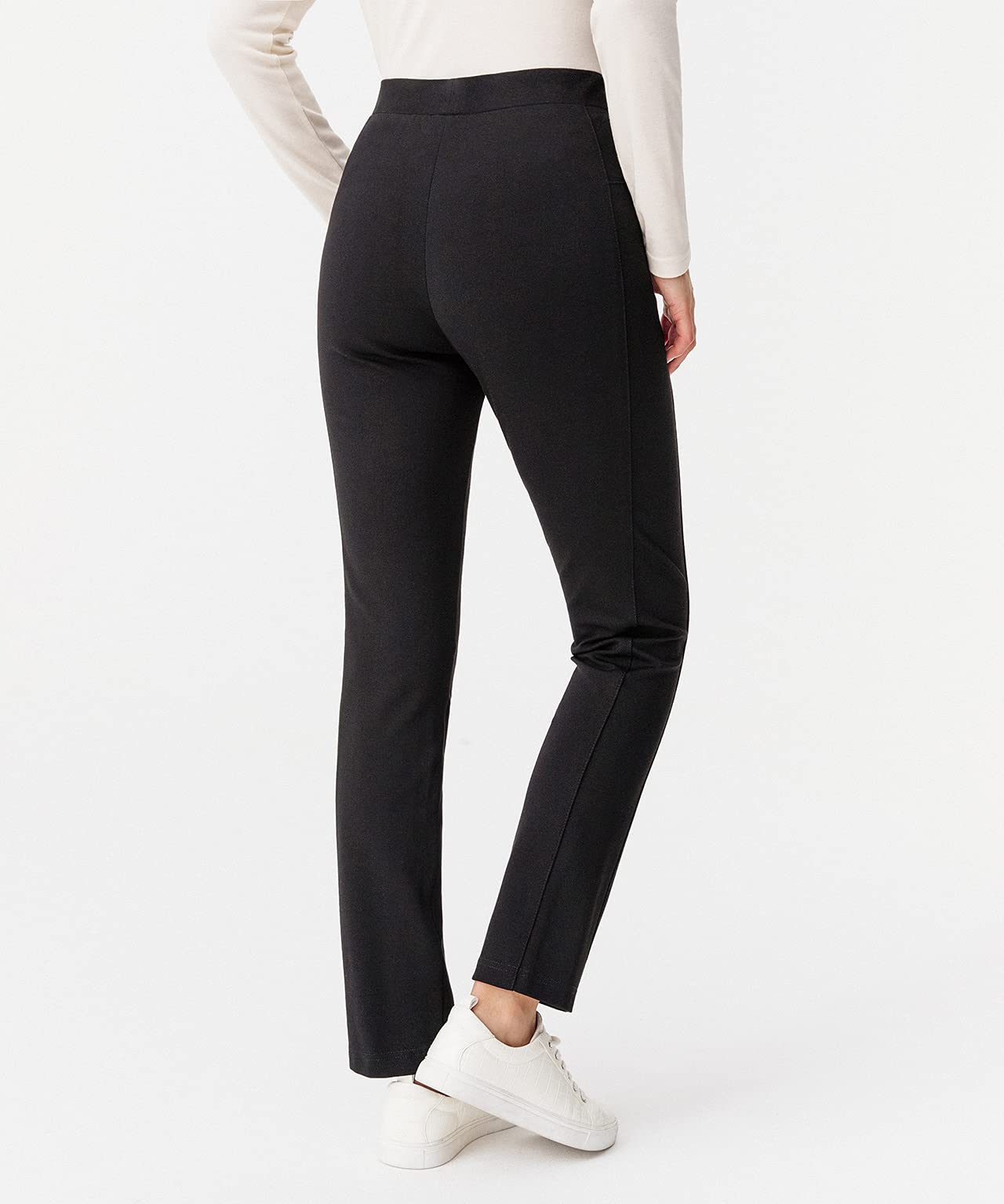 Damart - Pantalon Pull-On pour Femme, Maille Milano Stretch - Biais Faux Cuir, Taille Elastiquée - Lavable en Machine