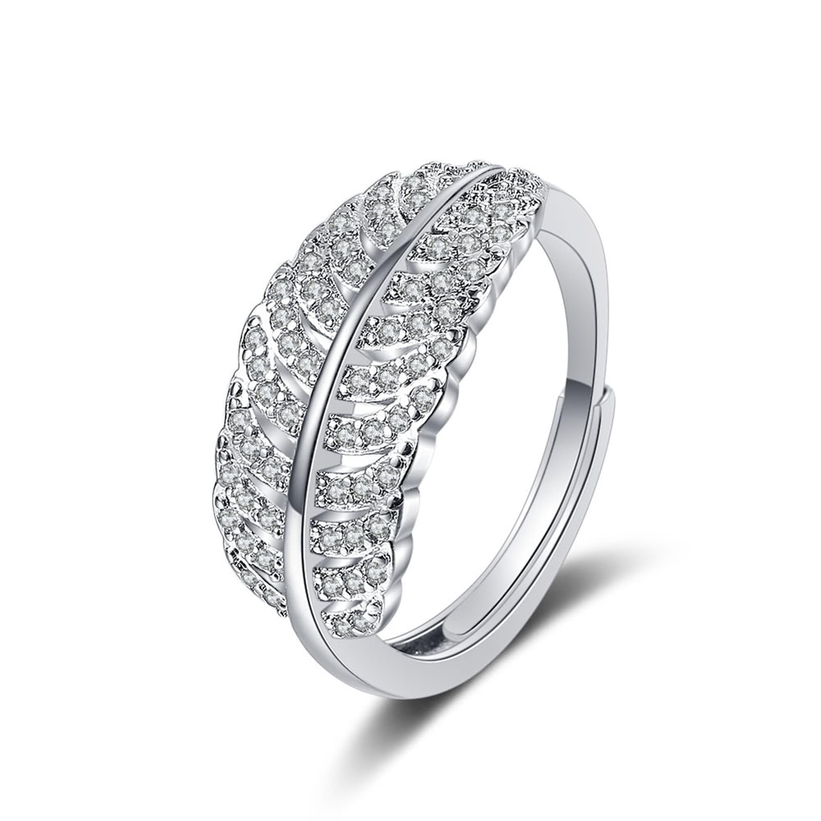 KnSam Echter Schmuck Eheringe 9K Au375 Weißgold, Hochzeitsring Diamantring Blatt mit Labor Erstellt Diamant, Ring Gold 375, Gold, Gr.47-65