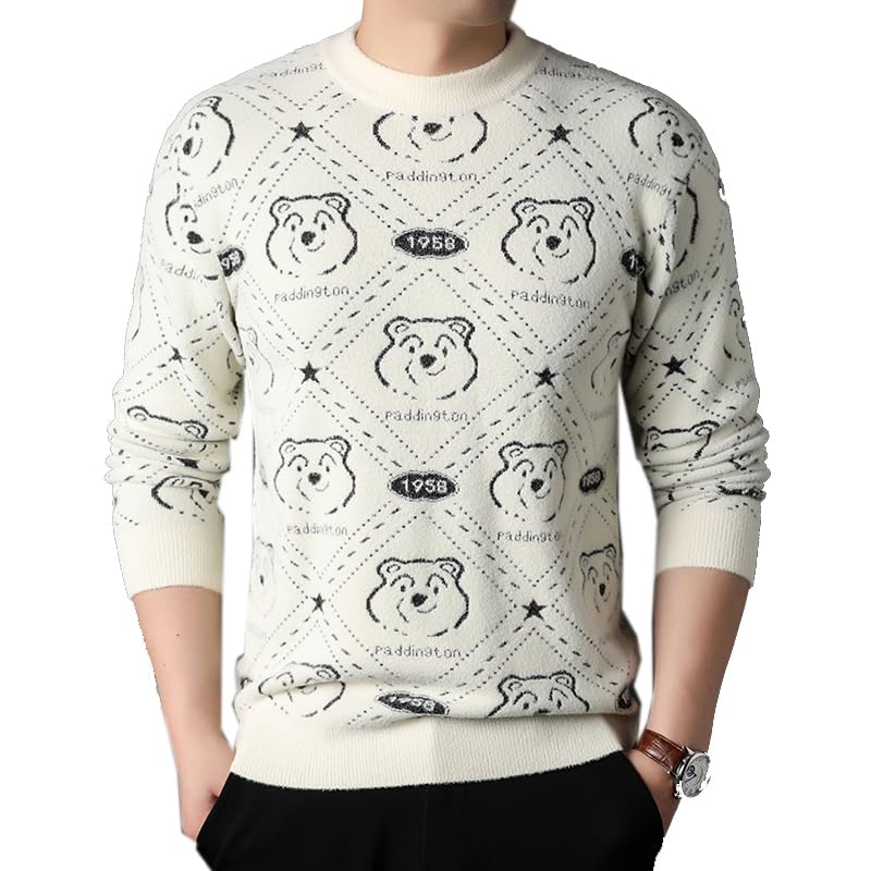 Men Autumn Winter Cartoon Bear Thick for Knit Clothing Jumpers Sweater Pullover Tops2