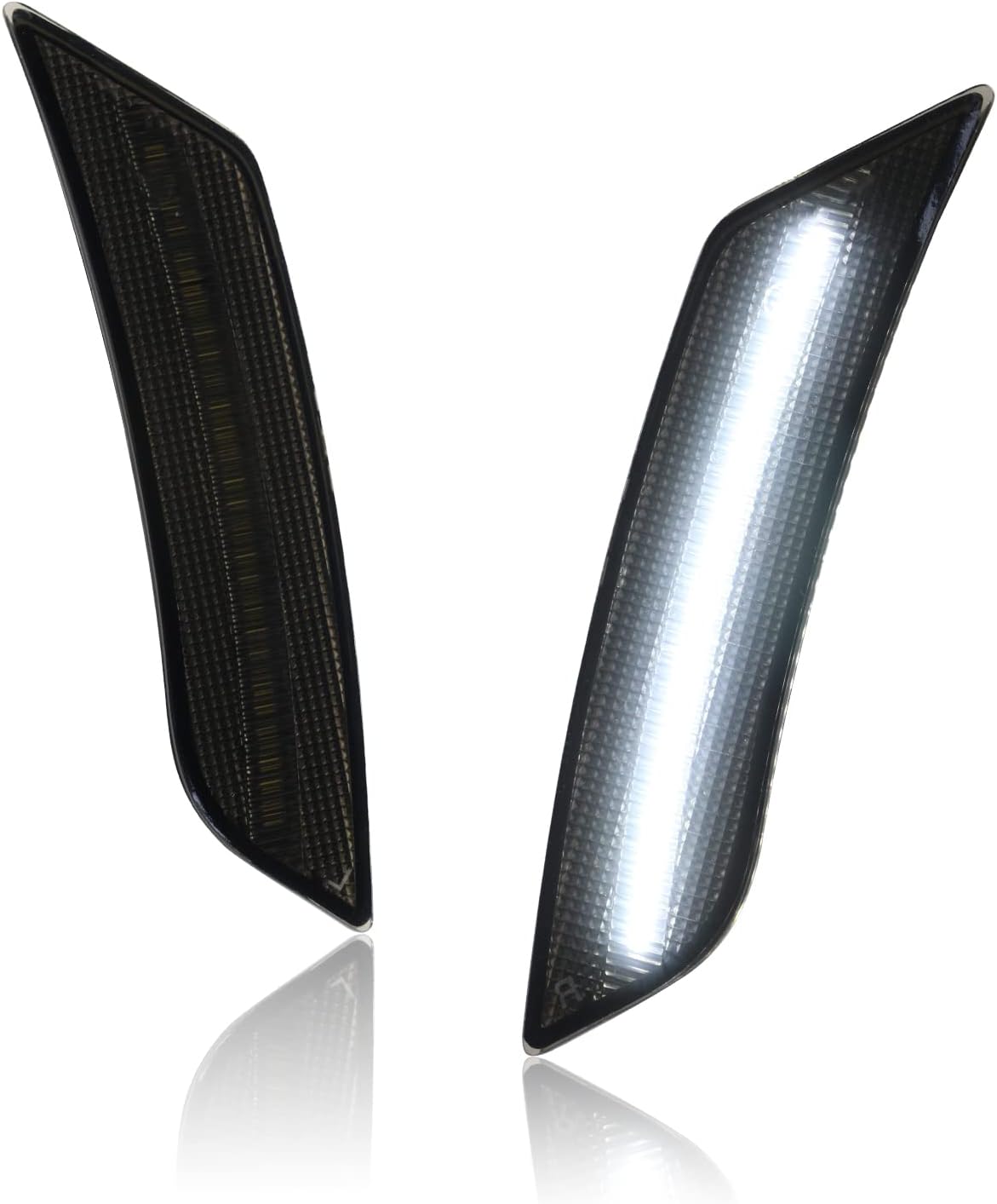 LED Side Marker Lights Smoked Lens Compatible with ATS 2013-2014/ XT5 2017-2024, Front Bumper White LED Sidemarker Lamp