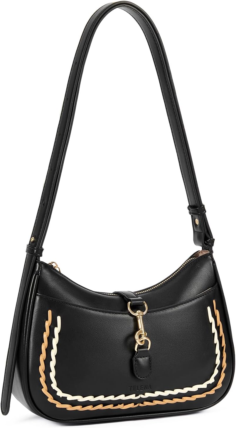 Telena Shoulder Bag for Women, Small Shoulder Purse Vegan Leather Hobo Handbag with Adjustable Strap
