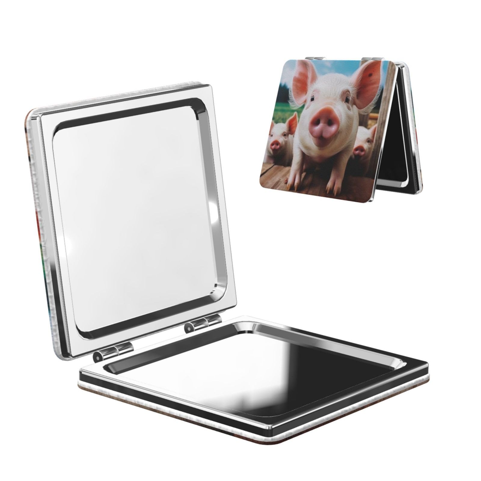 DWVTSLH Smiling Compact Mirror for Purse, Double-Sided 2X/1X Magnifying Mirror for Women Men, Travel Makeup Mirror for Handbag, Handheld Vanity Mirror for Gift