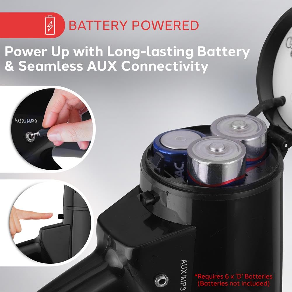 Pyle Altoparlante megafono ricaricabile da 50 W, a forma di corno forte con sirena, volume regolabile, portatile, Mega telefono per allenatori, insegnanti, eventi, sport e uso all'aperto