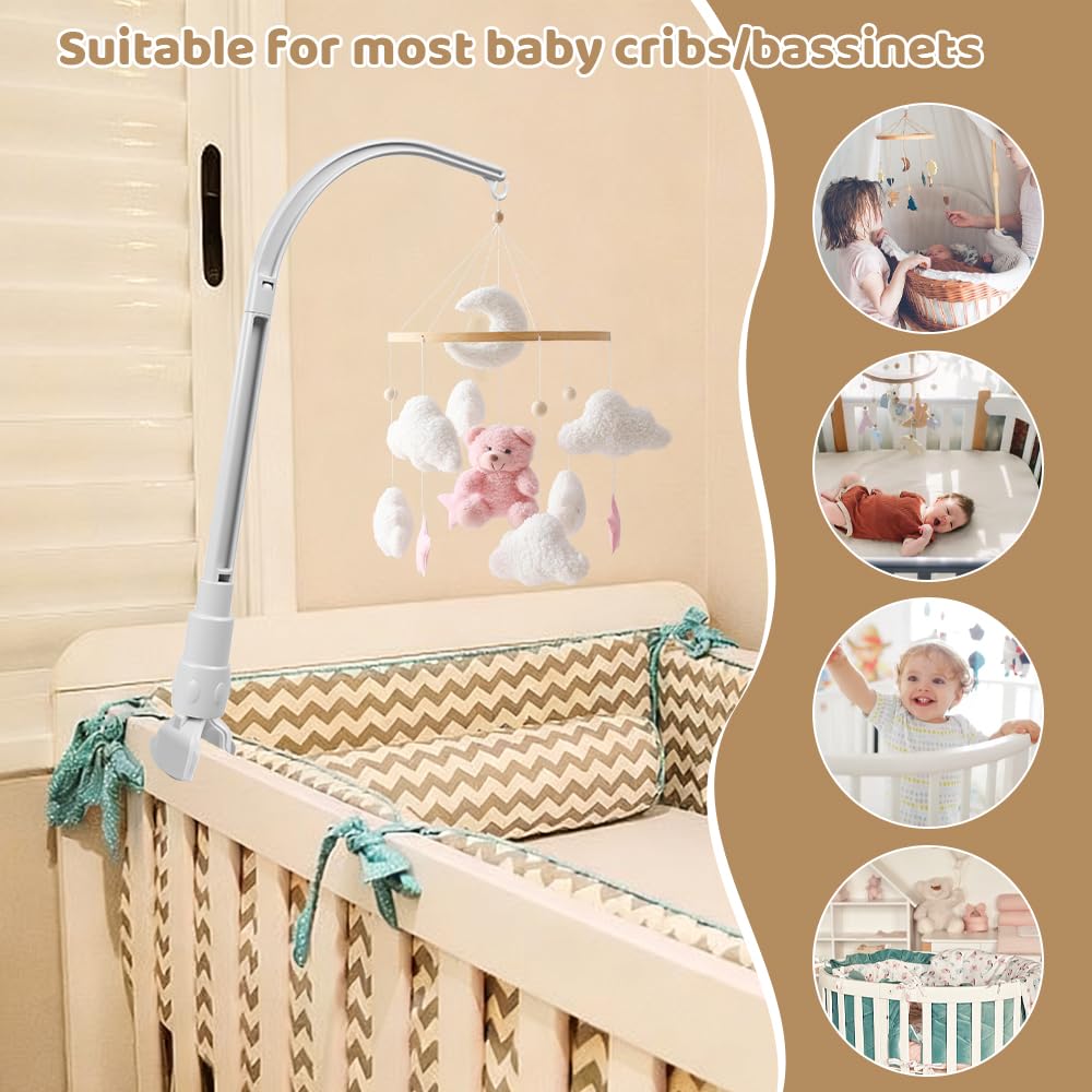 Soporte Móvil para Cuna de Bebé, Soporte para Cama de Bebé Cuna Soporte Campanilla Cuna Móvil Soporte Móvil Ajustable para Bebés Soporte de Campana de Cama para Colgar Campanillas Decoración