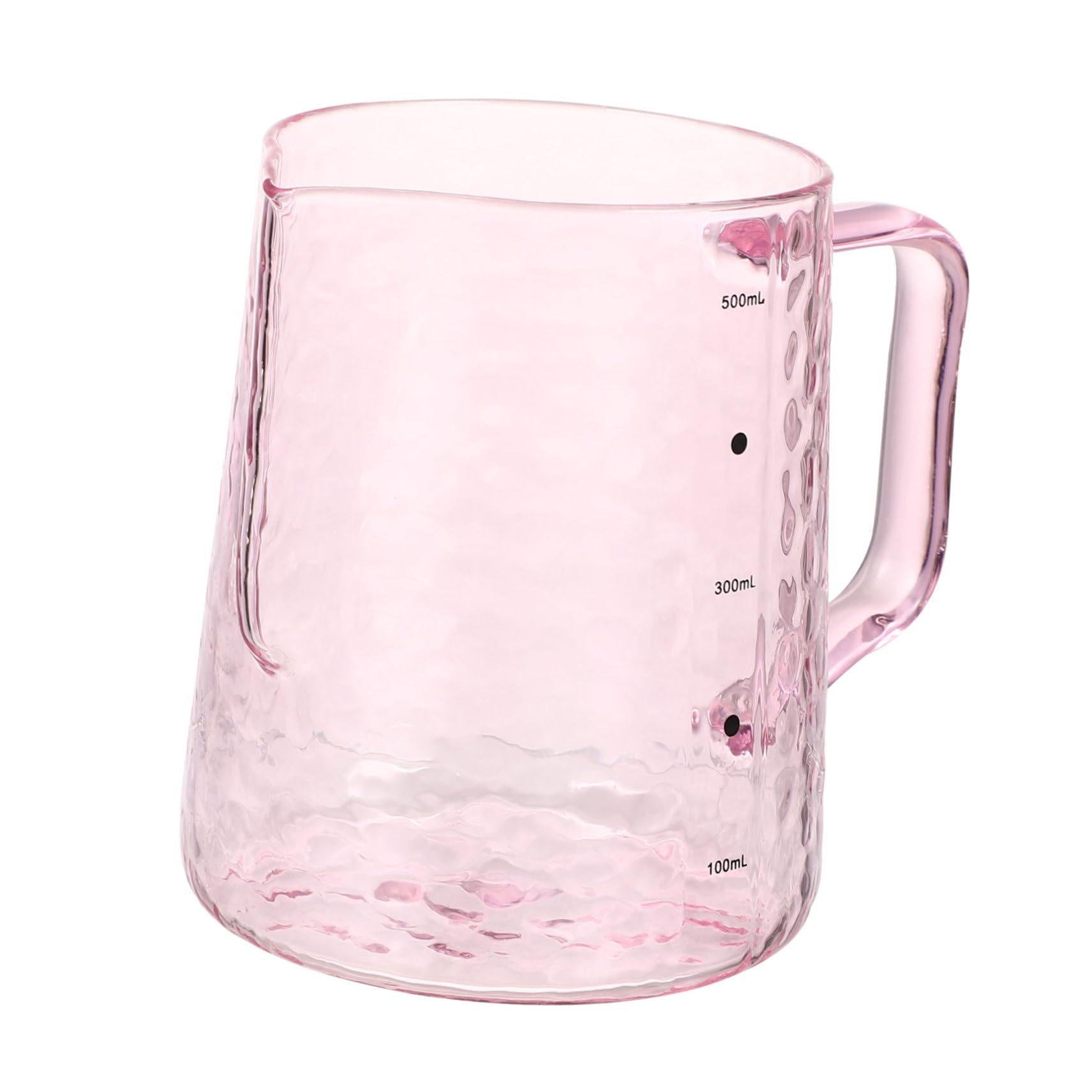 BRIGHTFUFU Espresso Pitcher Pink Frothing Jug Glass Pot Cold Brew Coffee Pitcher for Hotel Restaurant Milk Tea Shop