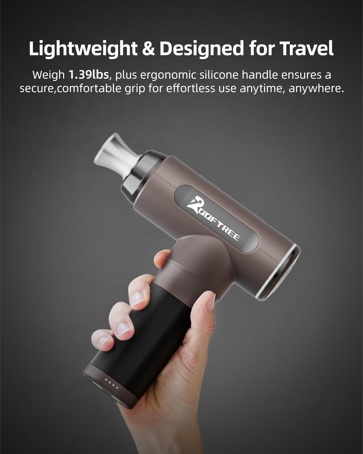 Muscle Massage Gun, Rooftree Portable Deep Tissue Percussion Massager Gun with 5 Massage Heads, Professional Handheld Body Muscle Massager with 10 Hours Battery Life for Home Office Gym - Elite
