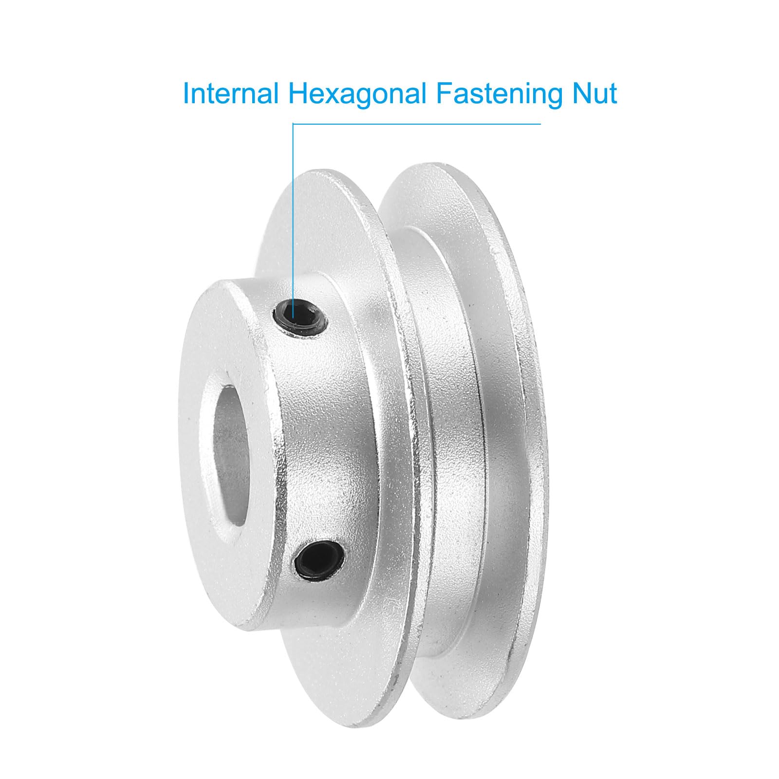 CHANCS Double Groove Aluminum Alloy V-Groove Belt Pulley 80mm OD 8mm Fixed Bore Pulley For Motor Shaft Drilling Machine 6mm 1 4 Pu Round Belt - View #2
