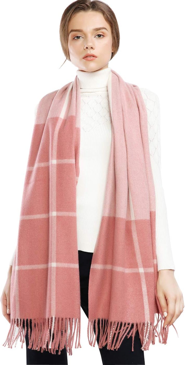 RIIQIICHYWomen Cashmere Wool Scarf Pashmina Shawl Wrap Winter Warm Plaid Blanket