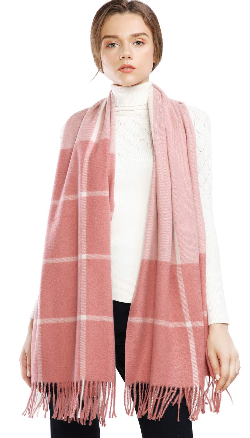 RIIQIICHYWomen Cashmere Wool Scarf Pashmina Shawl Wrap Winter Warm Plaid Blanket