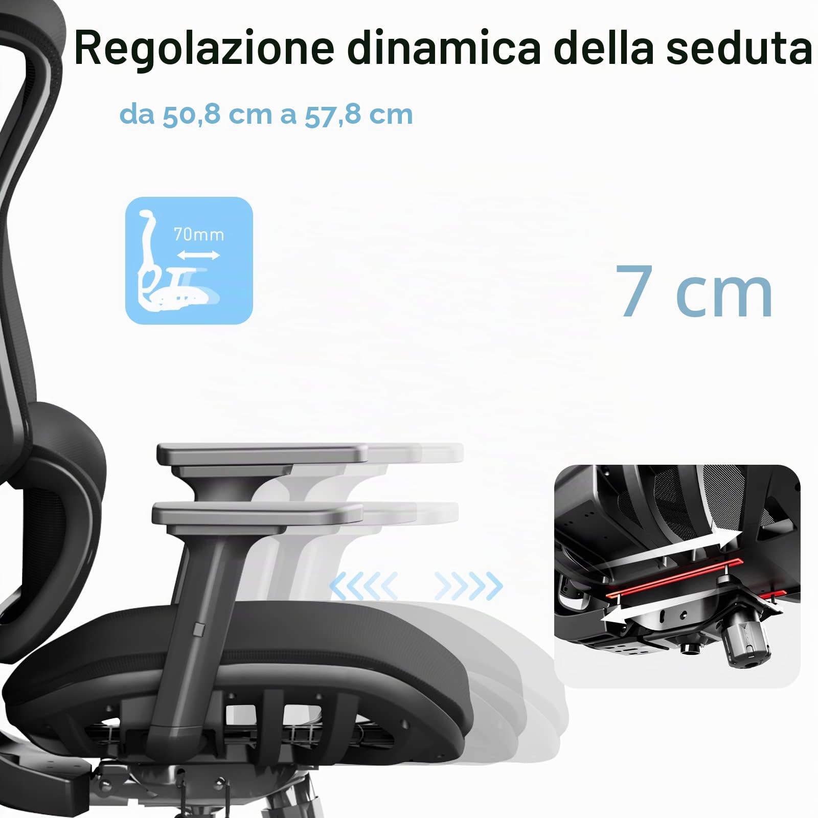 JOYFLY Sedia Ufficio Ergonomica con Sedile Regolabile, Sedia da Ufficio con Supporto Lombare, Sedie Ufficio, Sedia Scrivania Poltrona Ufficio, adulti, 150 kg, Sedia PC (Nero)