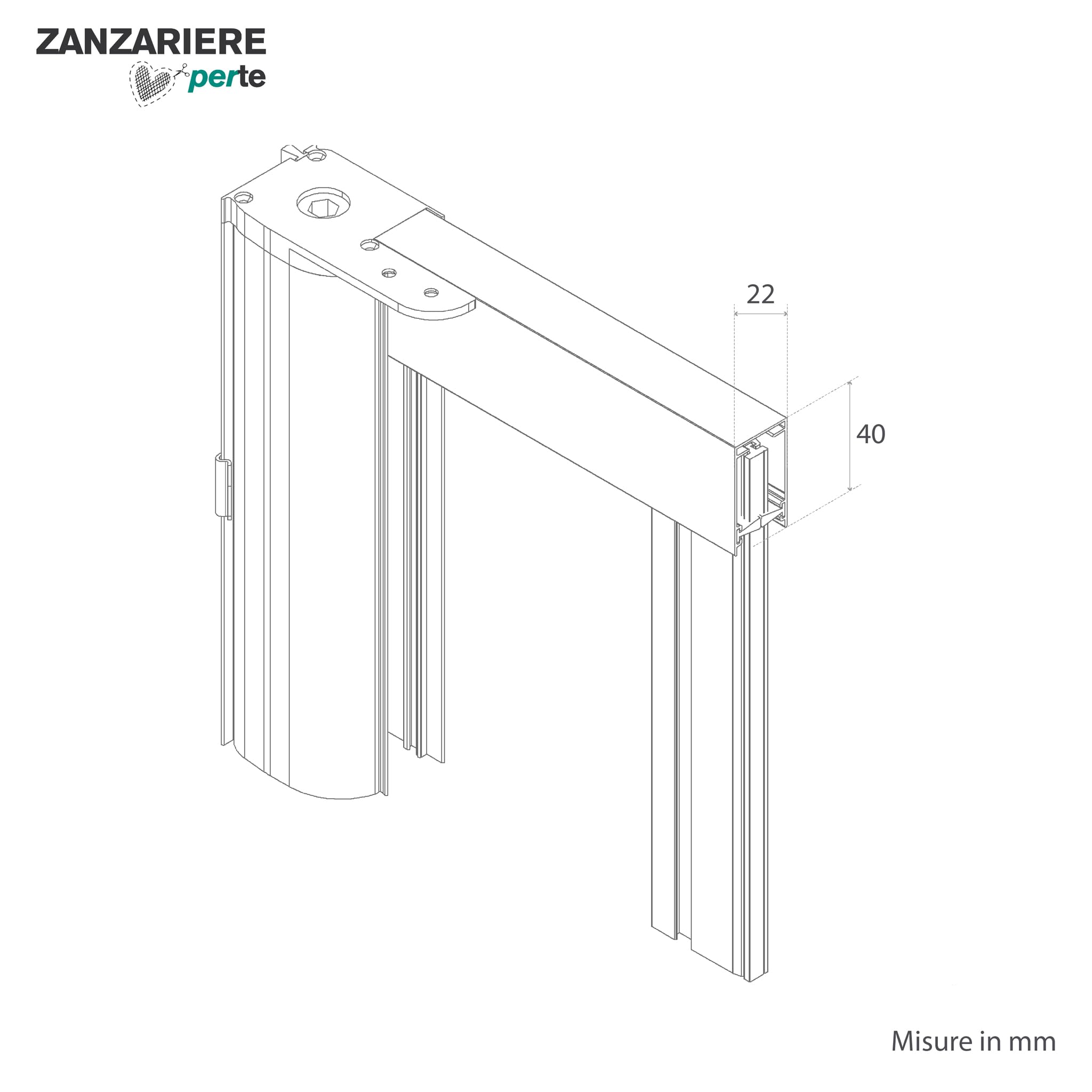 Zanzariera a Rullo "LILIANA" L 150 x H 250cm Laterale Riducibile per Porta Finestre Con Chiusura Rallentata e Magnetica - AVORIO RAL1013 con Rete in Fibra di Vetro Grigia - Made in italy