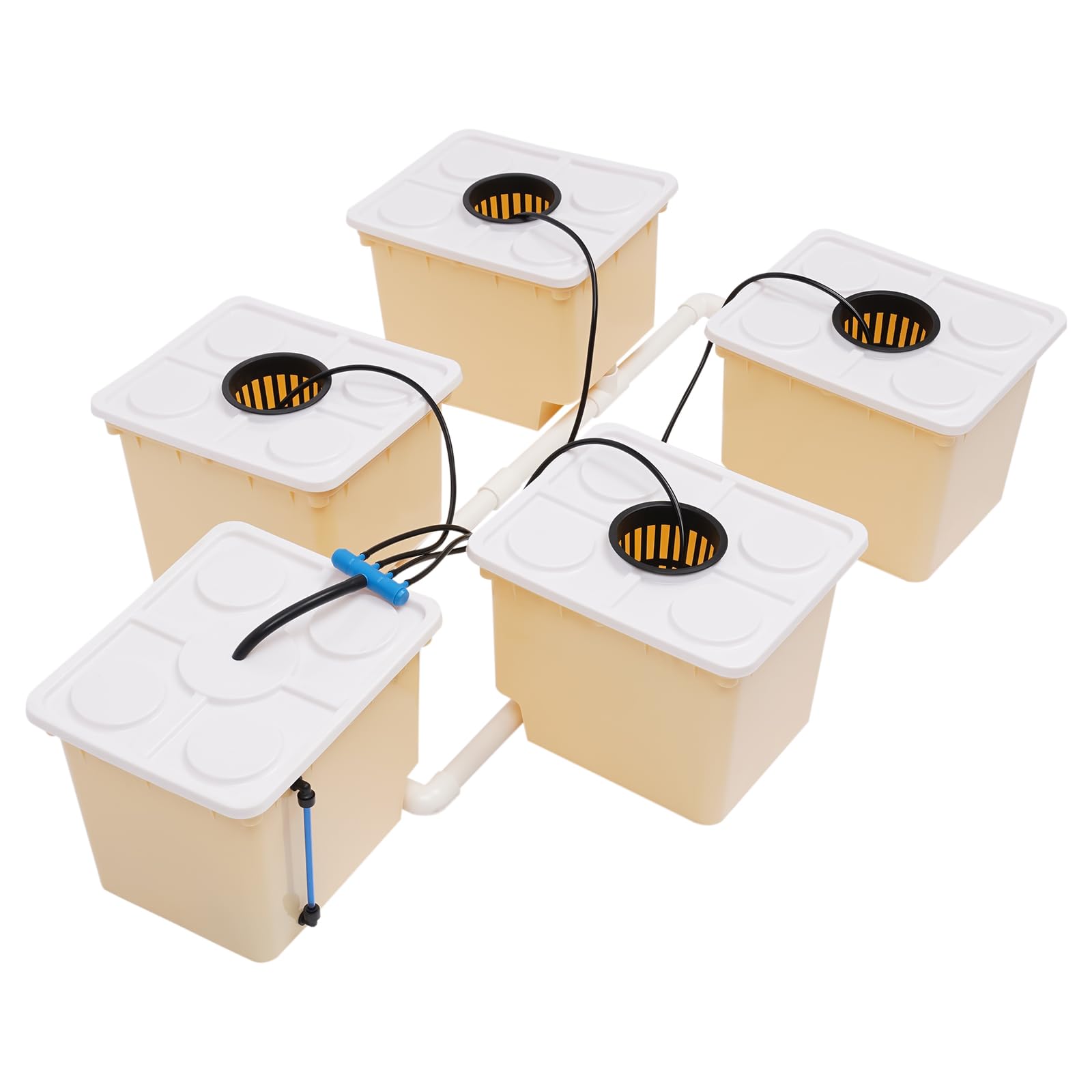 Sistema hidropónico de 5 macetas, 11 L, DWC, sistema hidropónico, kit de cubo, interior, vegetal, hidropónico, sistema de cultivo para verduras, frutas en invernaderos, jardines, balcones