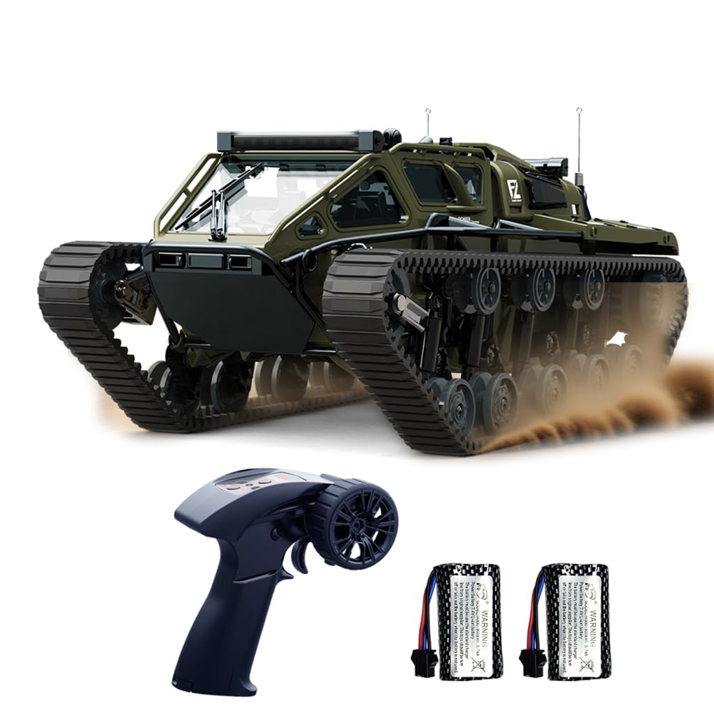 RC Tank All Terrain Army Truck for Kids - 2 4G Fully Proportional Remote Control Military Vehicle with