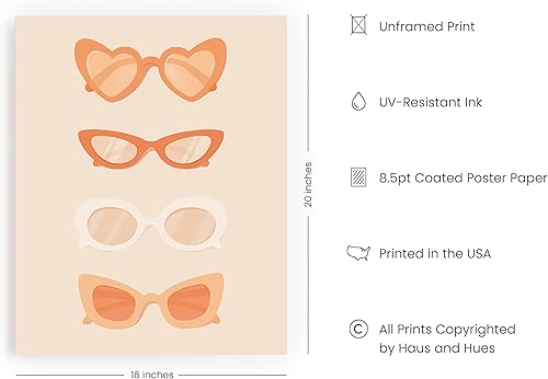 Miniatura 2 de HAUS AND HUES Arte de gafas de sol Decoración de pared estética de durazno Decoración bohemia de habitación para dormitorio Póster de pared de