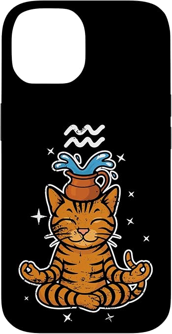 Aquarius Zen Cat Astrology Case for iPhone 14