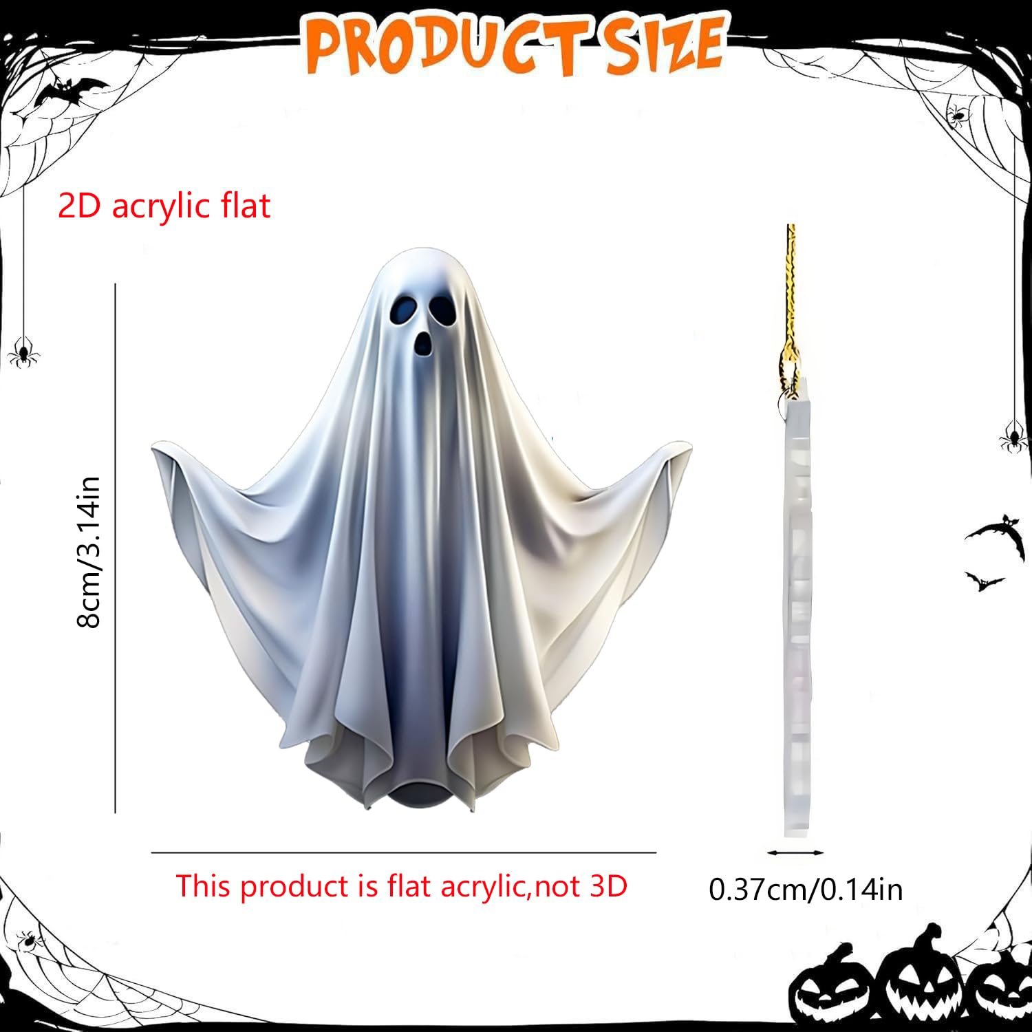 6 Pcs Halloween Hanging Ornaments for Tree Cute White Little Ghost Designs Halloween Spooky Acrylic Pendants Cartoon Ghost Hanging Ornaments Decorative for Holiday Party Craft Supplies