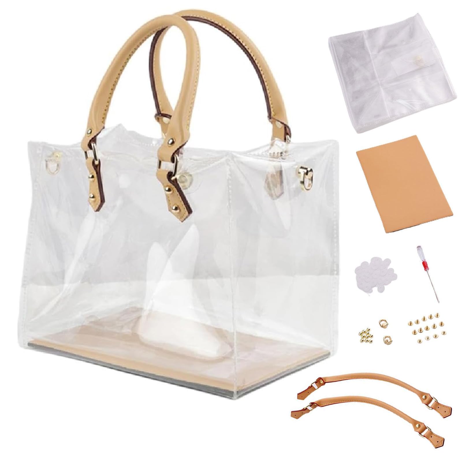 DIY Transparent Handbag Making Kit - Clear PVC Tote Bag Craft Supplies - Personalised Mother's Day Gift for Mum, 5 Sizes
