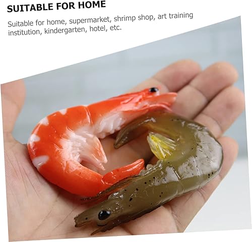 Miniatura 4 de Abaodam 10 piezas de camarones artificiales de carne de pescado falso, decoración de escritorio, modelos de camarones, decoración de cangrejo, mini