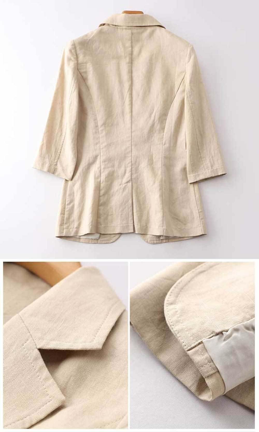 Blazer Donna, Giacca Blazer Chic A Maniche Corte Bolero in Lino di Cotone Giacche Estive Leggere Risvolti con Tacca Giacca da Ufficio Attillata Tascabile Abiti Cardigan per Ragazze Signore