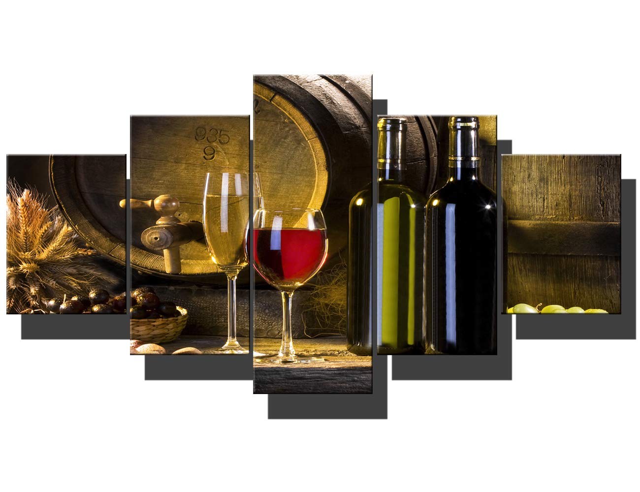 Kitchen Pictures Wall Decor chess Artwork 5 Panel Wall Art HD Prints Modern House Decorations Framed Gallery-Wrapped Ready to Hang(60''Wx32''H)