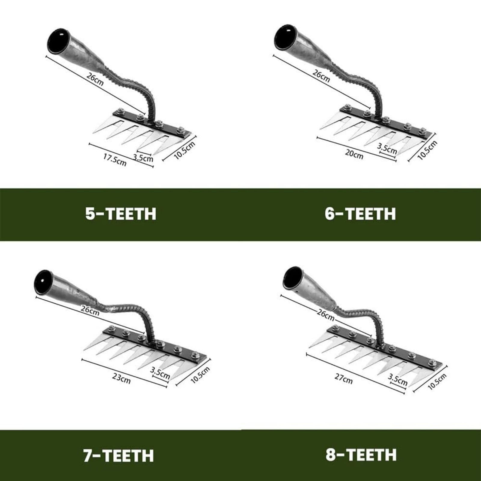 5/6/7/8 Teeth Carbon Steel Garden Weeding Rake,Lawn Leveling Rakes,Weed Remover Weeding Garening Tools,Iron Rake for Gardening and Weeding,Garden Rakes Metal Heavy Duty (5 Teeth) - Image 7