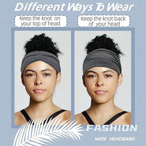 Miniatura 3 de Sefiinh Diademas anchas para mujer, diadema de nudo a la moda, bandas para la cabeza, turbante, entrenamiento, niñas, accesorios de 8 unidades