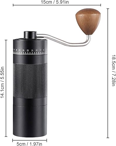 Miniatura 2 de Manual Coffee Bean Crusher, Portable Coffee Processing Tool with 22g Capacity, 55 Adjustable Settings for Home and Travel Use (Black)