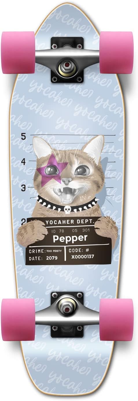 Yocaher Longboard Complete Mini Cruiser 27" x 8" w/Premium Black Grip Tape, Heavy Duty Aluminum Alloy Truck, 62mm Wheels, ABEC -9 Bearings