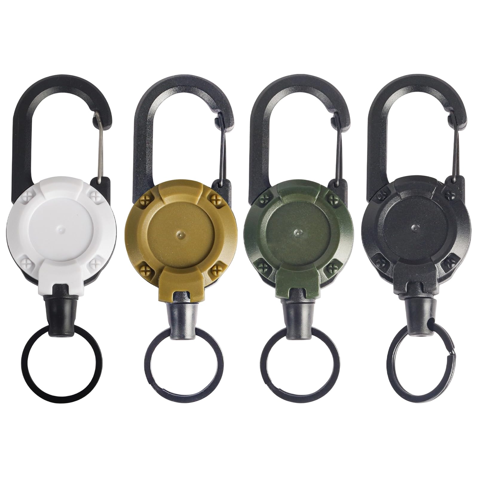 Homiladi 4 Pcs Retractable Keychain & Lanyard Extender Strechy Badge Holder with Steel Wire Rope | Heavy Duty Extendable Keyring with Clip for ID Card Holders, Security Passes, Outdoor Use​​