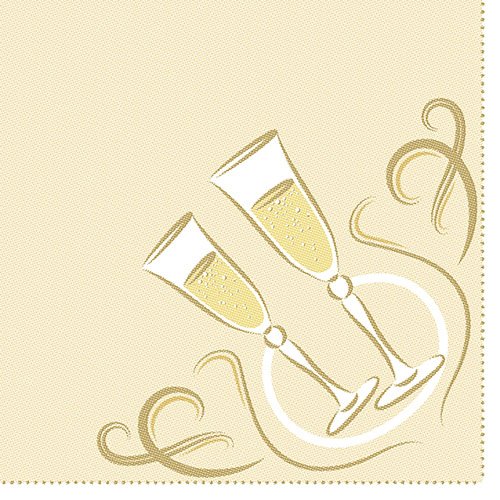 PAPSTAR 50 Servietten ROYAL Collection 1/4-Falz 40 cm x 40 cm Gold Festive Moments, Sie erhalten 5 Packungen á 50 Stück (insgesamt 250 Stück)