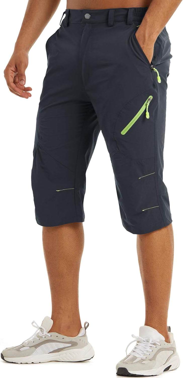 TACVASEN Mens Capri Shorts below Knee Mens Capris Pants Mens below The Knee Gray Shorts below Knee Pants for Men Mens Long Shorts below Knee