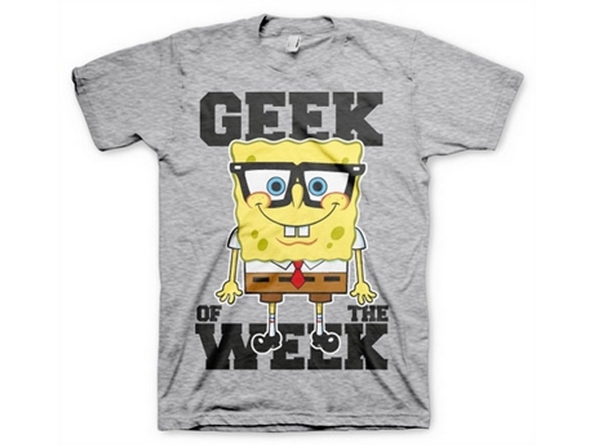 Spongebob Squarepants Men's Heather Grey Officially Licensed Geek Of The Week T-Shirt (Heather Grey), Small