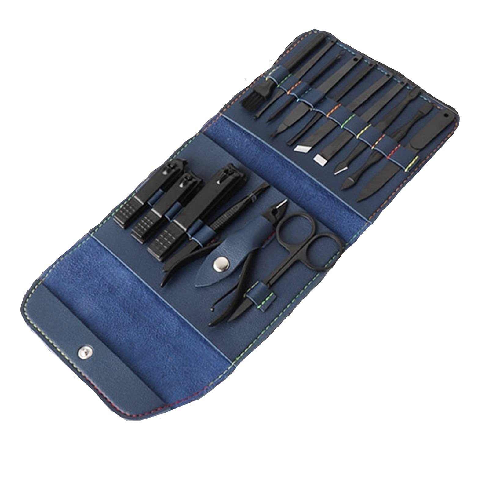 Juego de cortaúñas profesional de color negro, 16 piezas, de acero inoxidable, for manicura y pedicura, cortador de uñas de belleza, herramientas for uñas, herramientas de pedicura for pies(C