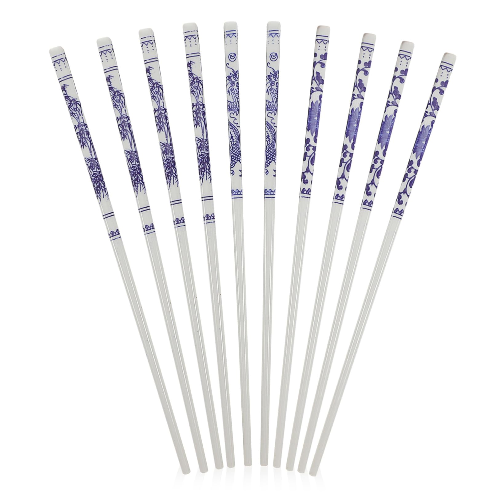 FELTECHELECTR Blue and White Porcelain Chopsticks 5 Pairs Long Reusable Ceramic Chopsticks for Asian Dining Sushi Noodle Soup Home and Restaurant