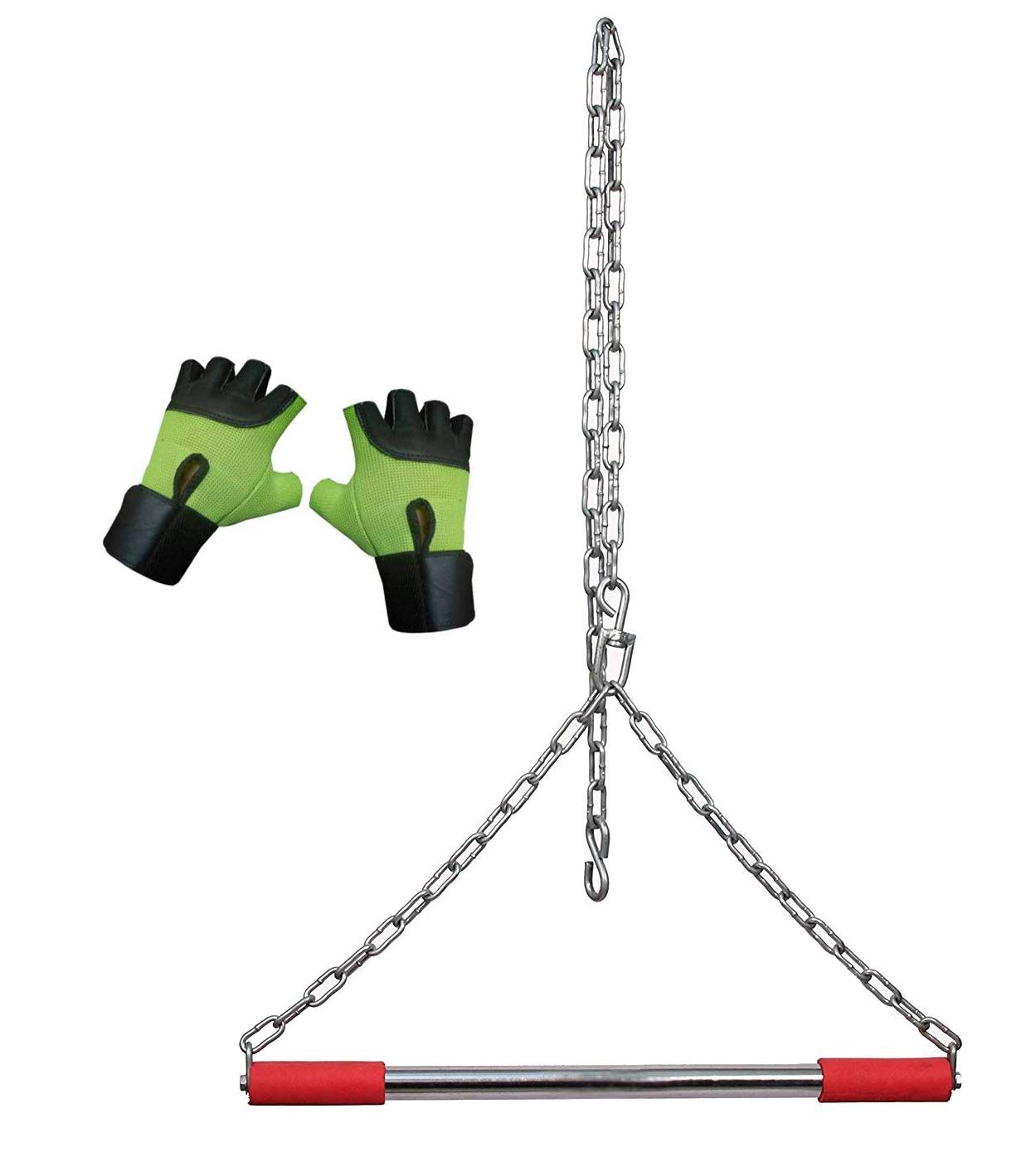 Hanging/Height Increaser - Pullups Exercise with Heavy Chain Rod and Foam Grip with Gym Gloves…-image-45