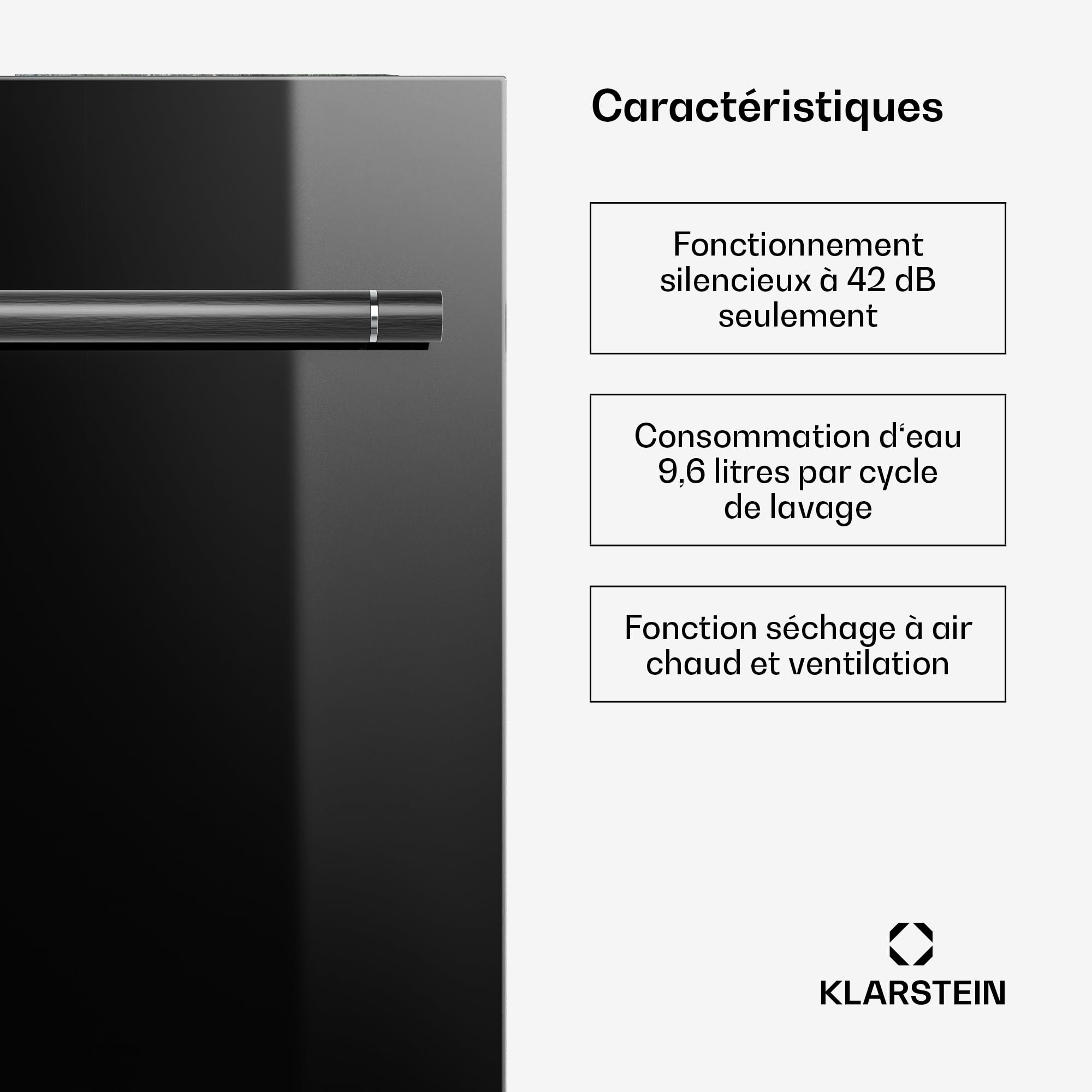 Klarstein Luxara Lave-vaisselle encastrable 14 couverts 8 programmes AquaStop Eco Wash