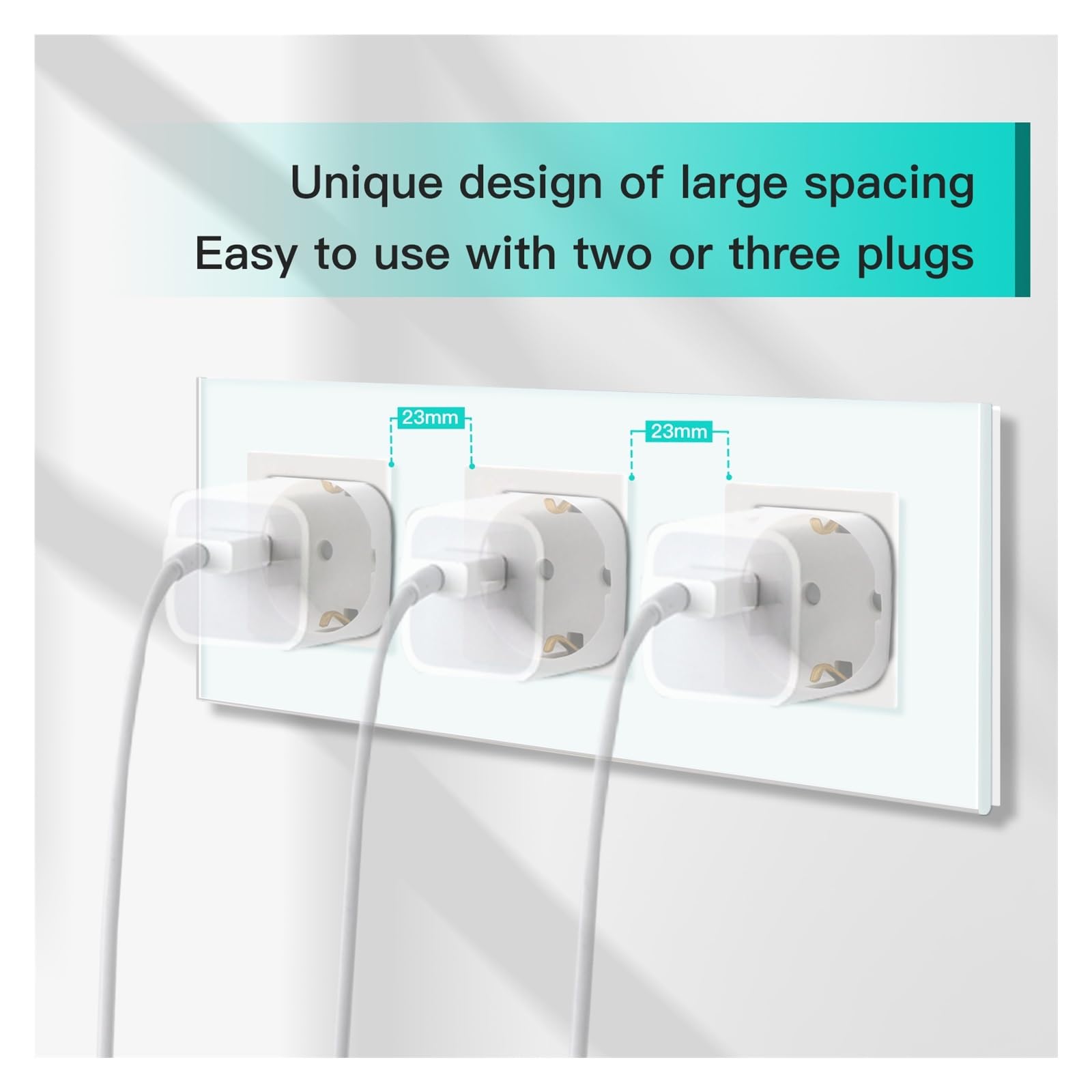 Interrupteur tactile, prise murale Standard ue, avec panneau en verre cristal USB type-c, prises d'alimentation de couleur blanche, interrupteur 1/2/3 gangs(Four Socket)
