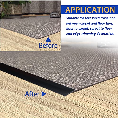 Floor Transition Strip 3.28 Ft Self Adhesive Carpet & Floor Edging Trim Strips Pvc Threshold Transition Strips For Carpet Transition Height Less Than 5 Mm  (5Mm, 3.28Ft, Black) #TOP3