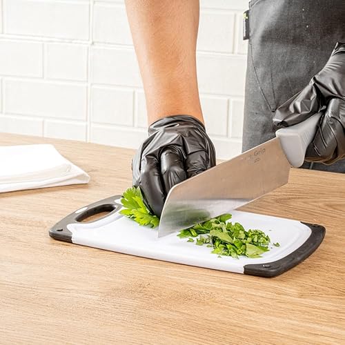 Miniatura 6 de Comfy Grip - Juego de tablas de cortar de cocina de grado alimenticio, juego de 3 piezas, borde y mango TPR, tablas de cortar de plástico PP blanco