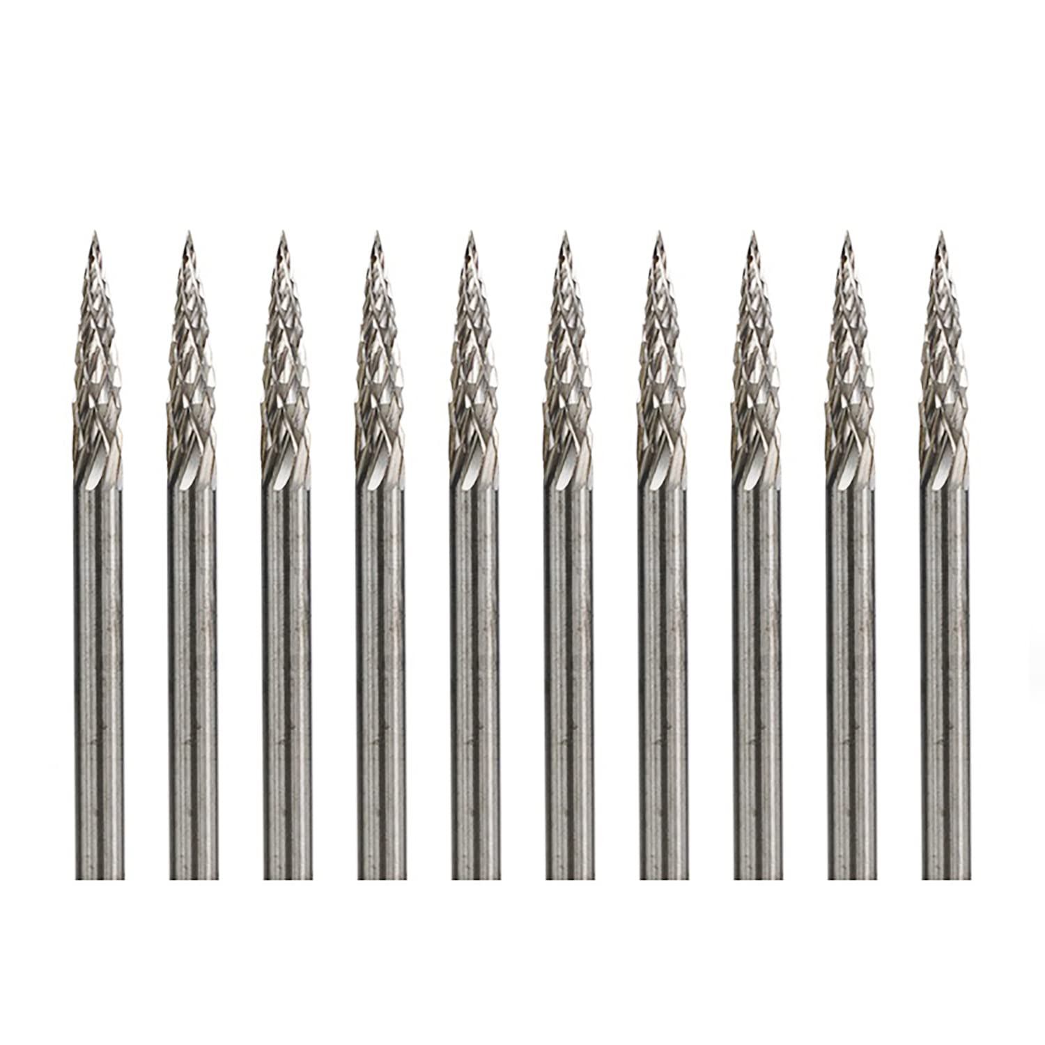 10pcs 3mm Shank Double Cut Rotary Burrs F3 Type Carbide Rotary File for Rotary Tools