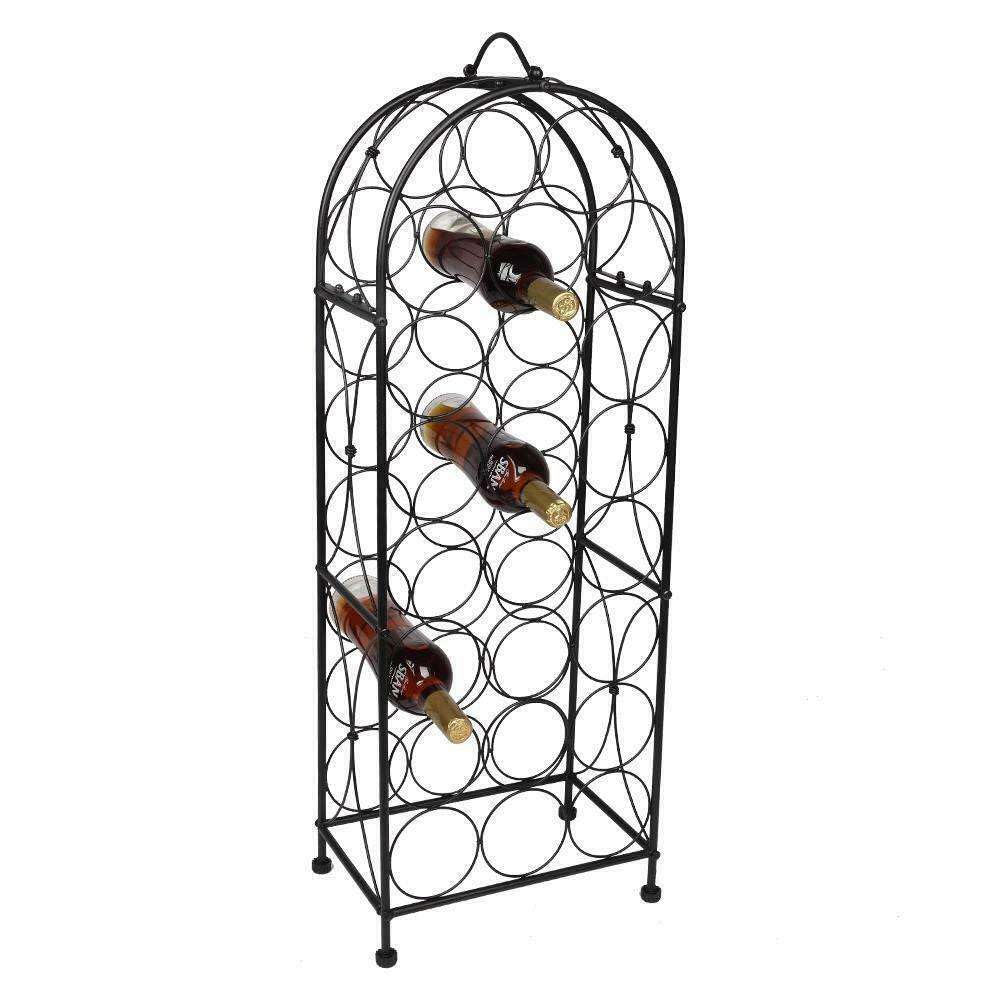 LKOP Kitchen Bar Wine Rack 23 Bottles Metal Floor Pantry Organizer Stand Black MagnifiQ Wine rack Wine racks Wine cabinet Wine storage Wine rack cabinet Liquor rackn