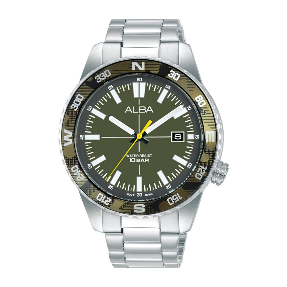 Alba Stainless Steel Men Active Quartz Analogue Watch As9Q17X1, Green Dial, Silver Band (B0C4PV7CFG) Amazon Price History, Amazon Price Tracker