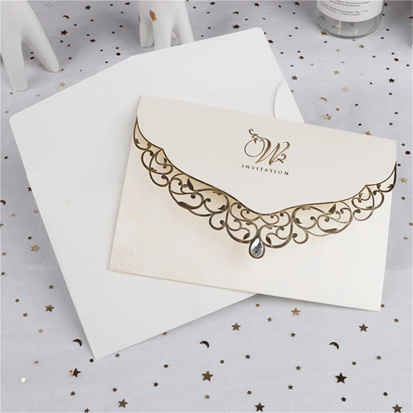 Hochzeitseinladungen 50 stücke Laser Geschnitten Hochzeit Einladung Karte Business Grußkarten Mit Diamant Hochzeit Dekoration Party Supplies(Mixed Color)