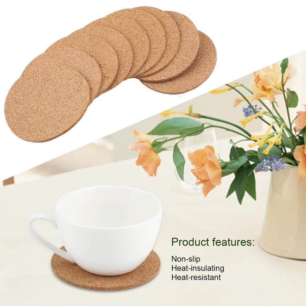 50/100 Pz Tappetino per tazze Sottobicchieri in sughero naturale Tovagliette per tavolo Accessori da cucina Rotondo Caffè Tazza da tè Tappetini Decorazione del desktop  15