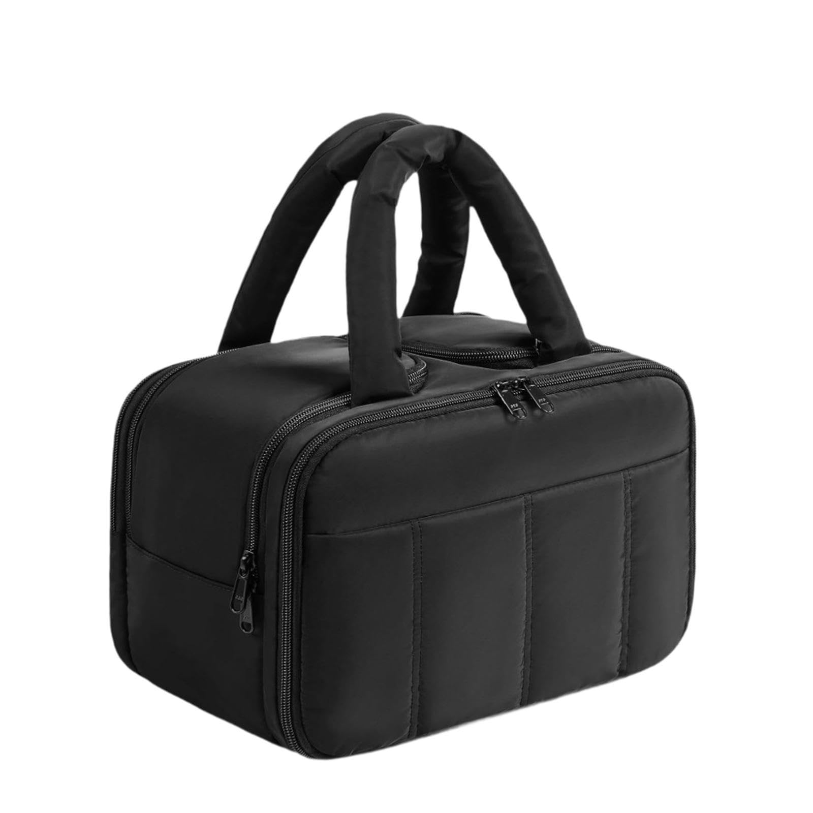 Neceser Organizador de Maquillaje, Bolsa Impermeable con Compartimento Y Cremallera, Poliéster, Apto para Mujeres Y Hombres, Negro